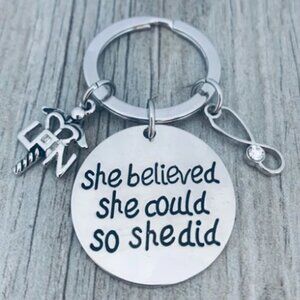 Nurse Keychain - She Believed She Could So She Did - LPN
